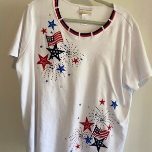 Alfred Donner White T-Shirt with Patriotic Star Design